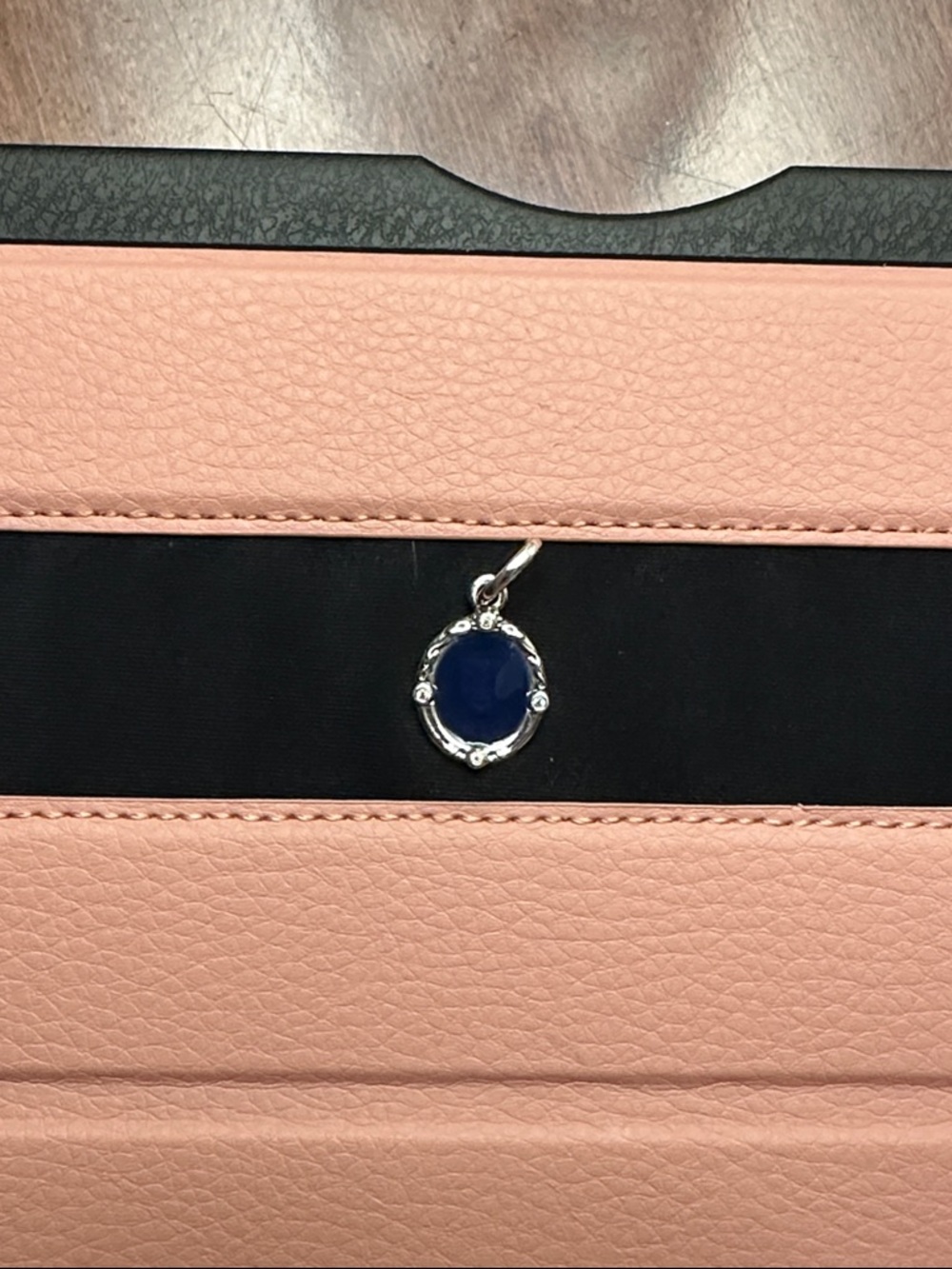 Pandora Silver Charm with Navy Blue Stone
